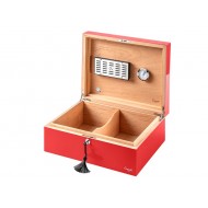 Caseti Paris szivar tároló humidor 80 szivar részére spanyol cédrusfa, párásítóval, higrométerrel - piros