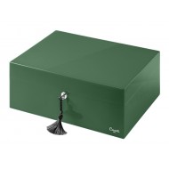Caseti Paris szivar tároló humidor 80 szivar részére spanyol cédrusfa, párásítóval, higrométerrel - mohazöld