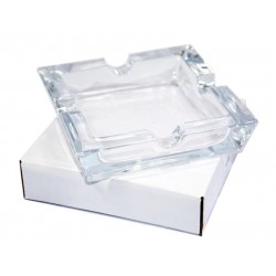 Szivar hamutartó 4 szivar részére - négyzet, kristályüveg (15x15cm)