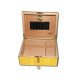 Humidor 50 szál szivar részére, Cigarman mintás, lakkozott szivartartó doboz, kulccsal zárható, párásító és belső hygrometer - Angelo