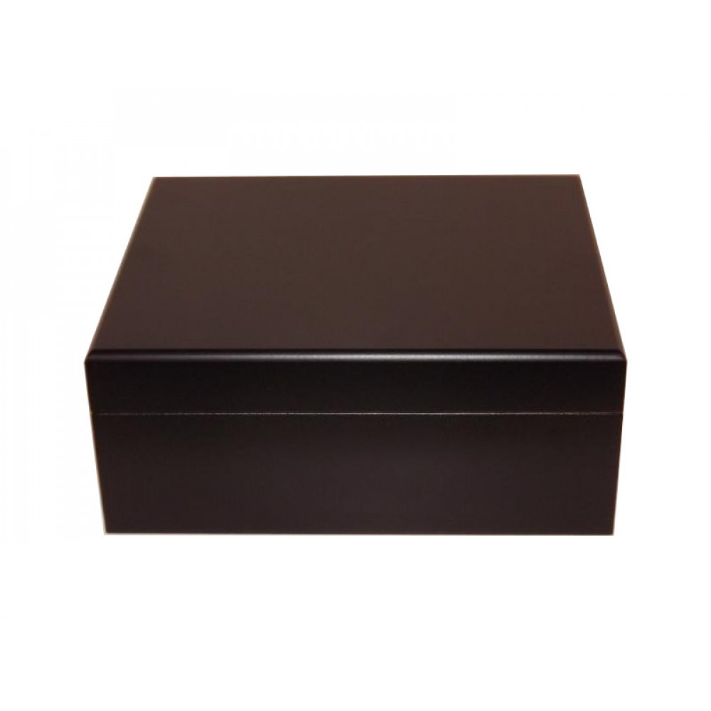 Humidor 40 szál szivar részére, spanyol cédrusfa szivar tároló doboz, párásítóval, hygrométerrel - fekete + AJÁNDÉK szett!