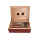 Humidor 30 szál szivar részére - cédrusfa szivardoboz, párásítóval, hygrométerrel - barna + AJÁNDÉK szett!