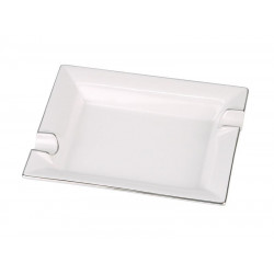 Szivar hamutál - Porcelán, fehér ezüst szegélyes (21x17cm)