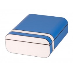 Humidor 40 szál szivar részére, cédrusfa szivar tároló doboz, párásítóval, külső hygrométerrel, kék/fehér, ovális - Passatore