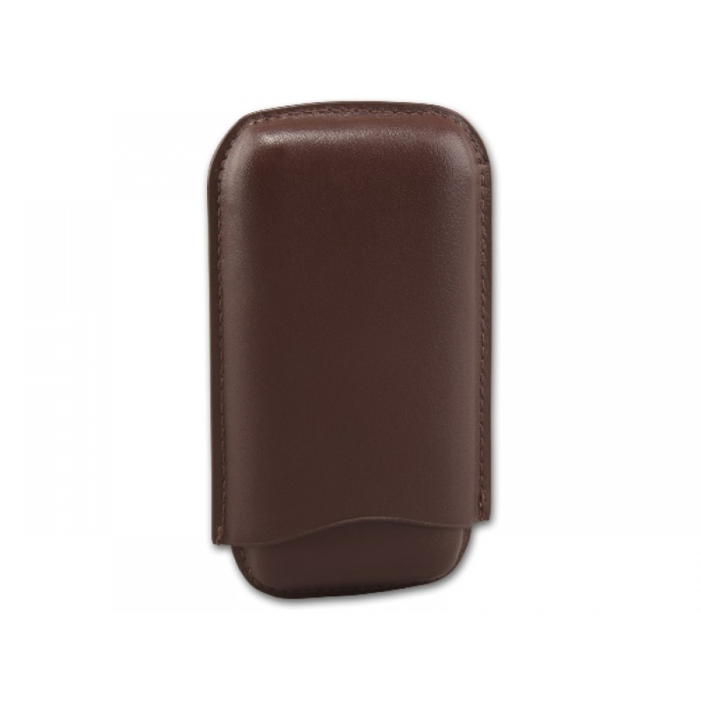 Szivartok - 3 szivar részére, barna bőr, Corona (15x8cm)