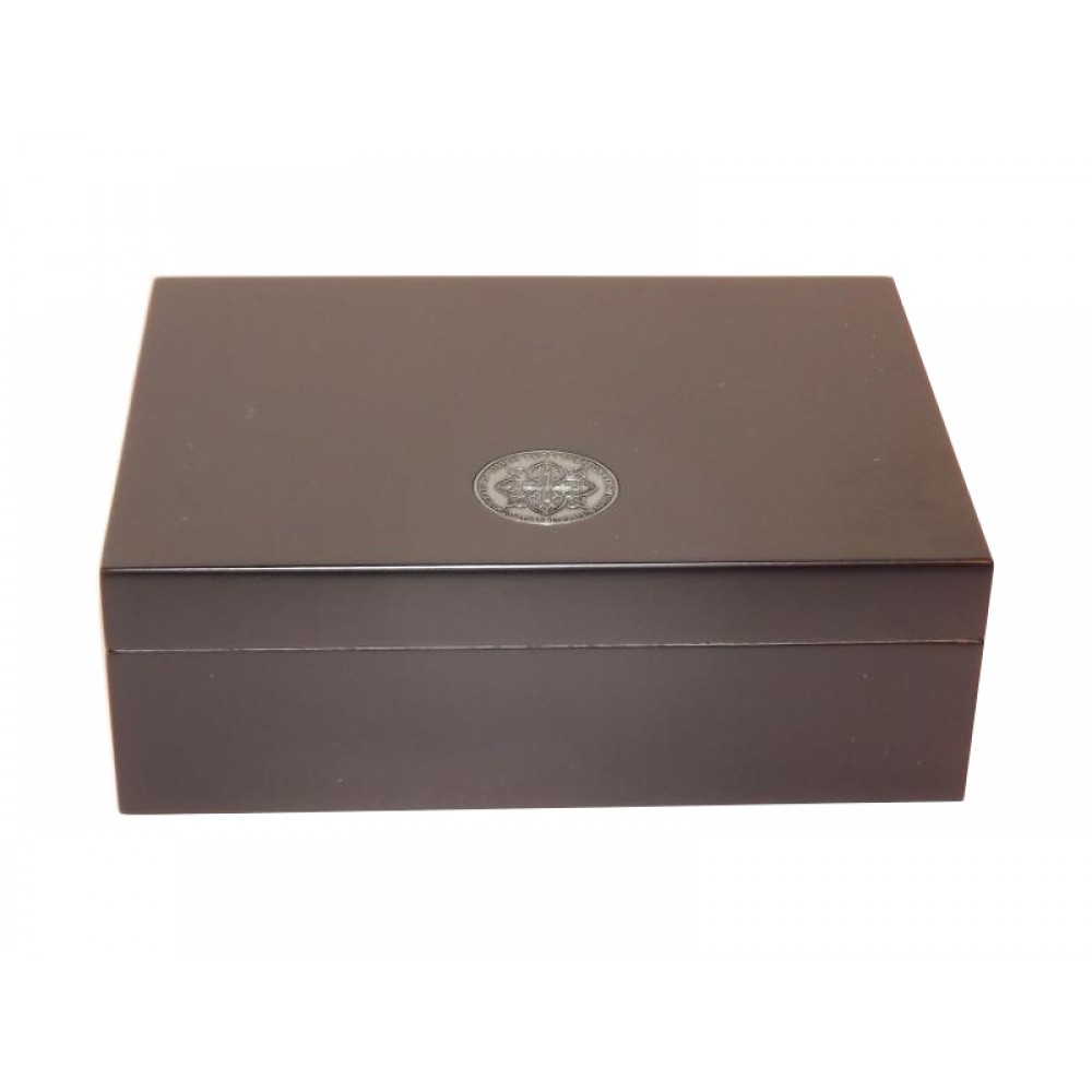 Humidor 20 szál szivar részére, cédrusfa szivardoboz, párásítóval és hygrométerrel - fekete