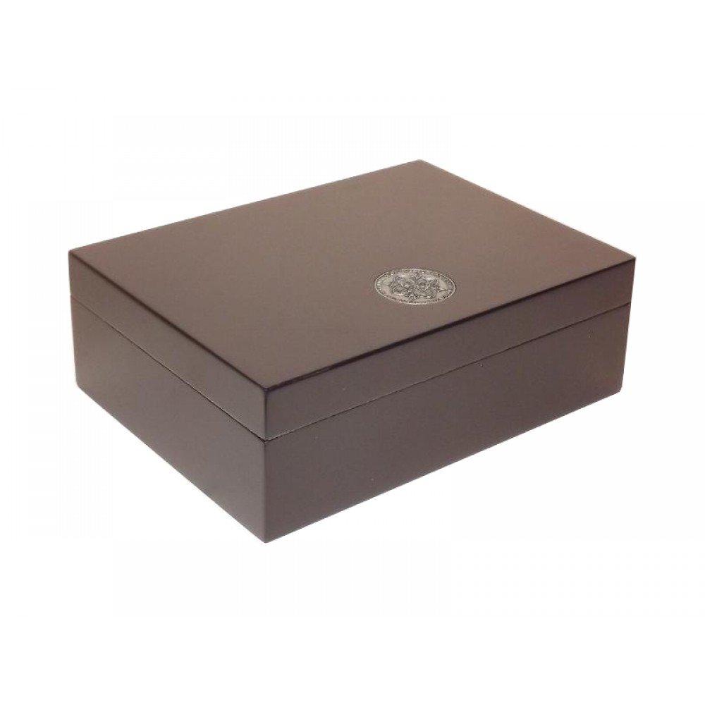 Humidor 20 szál szivar részére, cédrusfa szivardoboz, párásítóval és hygrométerrel - fekete