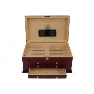 Humidor 80 szál szivar részére, spanyol cédrusfa szivar doboz, kulccsal zárható, párásító, hygrométer- Cherry, Achenty