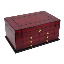 Humidor 80 szál szivar részére, spanyol cédrusfa szivar doboz, kulccsal zárható, párásító, hygrométer- Cherry, Achenty
