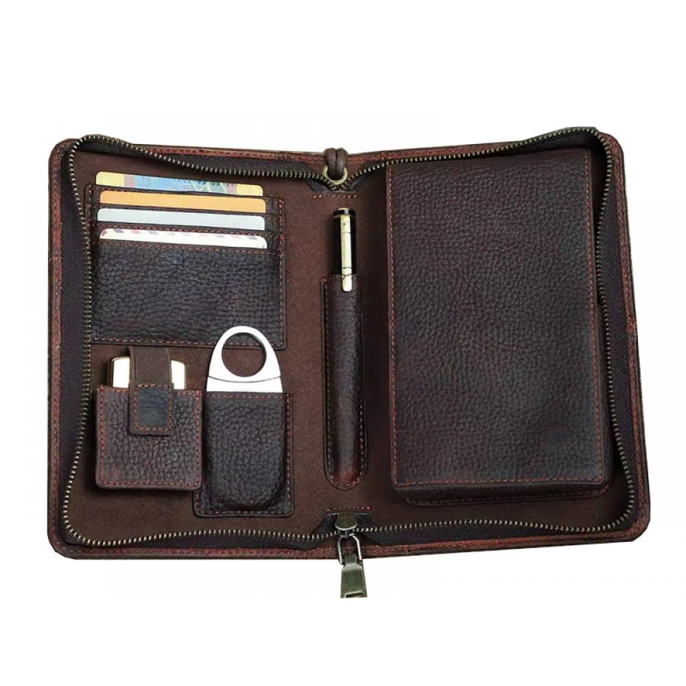 Szivartartó utazótáska 5 szivarnak - valódi bőrből, kávébarna