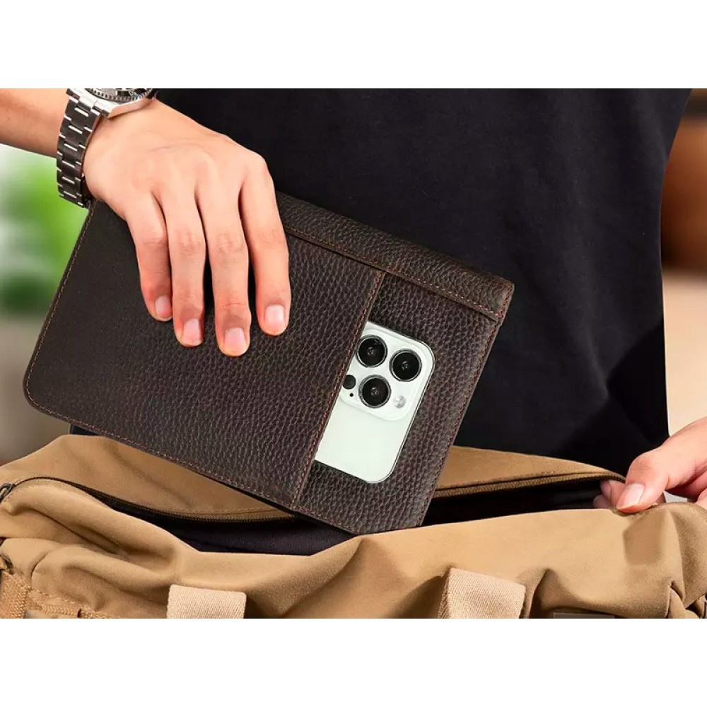 Szivartartó utazótáska 5 szivarnak - valódi bőrből, kávébarna