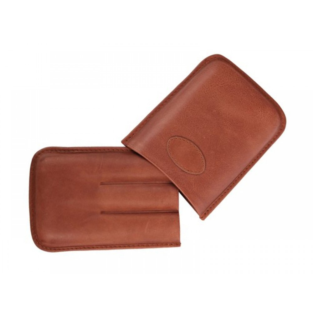 Szivartok - 3 szivar részére, barna bőr, Robusto (15x10cm)