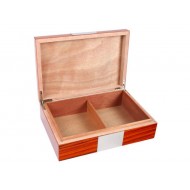 Humidor 40 szivar részére, barna színű, spanyol cédrusfa szivardoboz, ezüst dekorációval