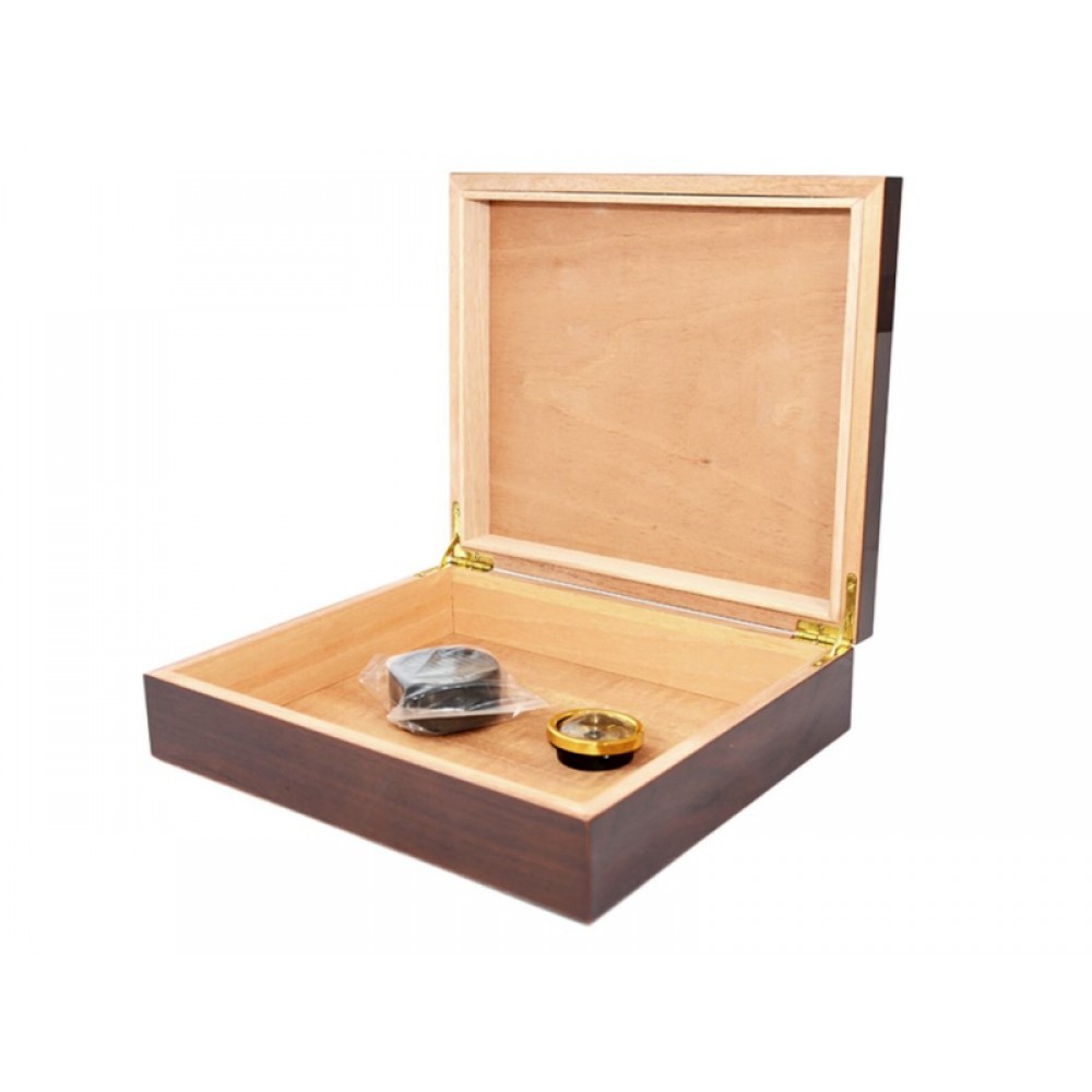Humidor 30 szál szivar részére, spanyol cédrusfa szivar tároló doboz, párásító, hygrométer - bordó, Achenty!