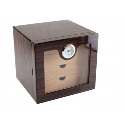 Humidor szekrény 80 szivar részére, spanyol cédrusfa, üveg ajtós, 4 fiókkal, külső higrométer - TIKKfa, Achenty!