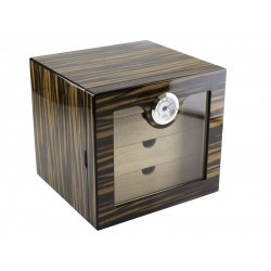 Humidor szekrény 80 szivar részére, spanyol cédrusfa, üveg ajtós. 4 fiókkal, külső higrométer - Makassar, Achenty!
