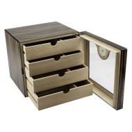 Humidor szekrény 80 szivar részére, spanyol cédrusfa, üveg ajtós. 4 fiókkal, külső higrométer - Makassar, Achenty!
