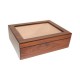 Humidor 25 szál szivar részére, cédrusfa szivar doboz, üvegtetővel, párásítóval - dió